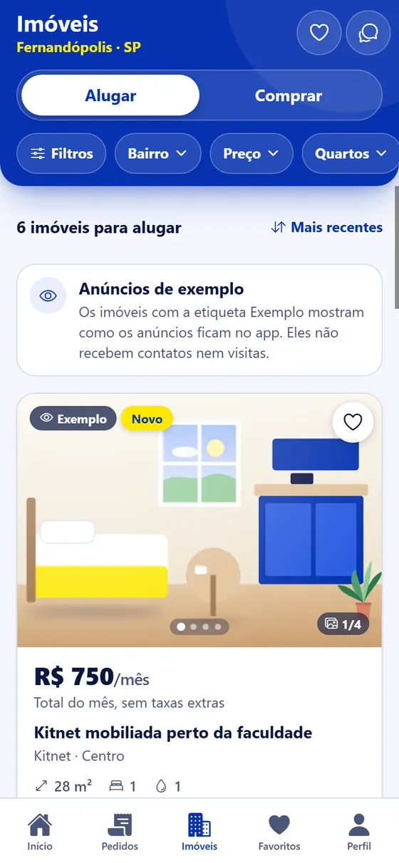 App Ajudaquí: vitrine de imóveis para alugar em Fernandópolis