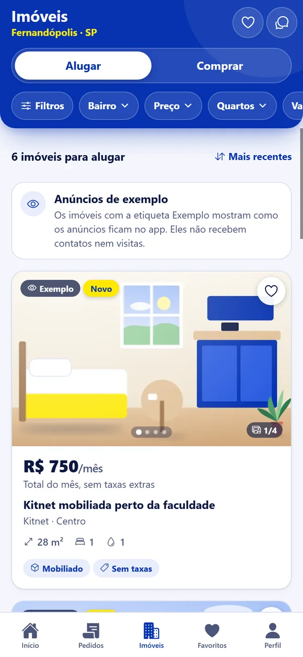 App Ajudaquí: vitrine de imóveis para alugar em Fernandópolis